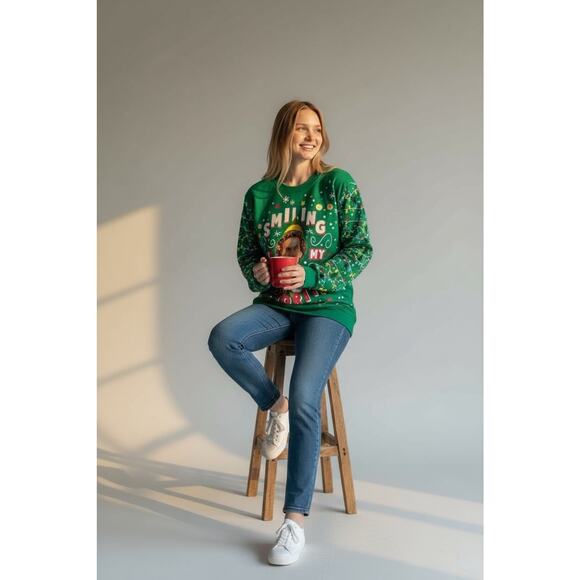 Light Up Christmas Sweatshirt Buddy the Elf Smiling Is My Favorite Size Jnr. XL - Picture 11 of 11